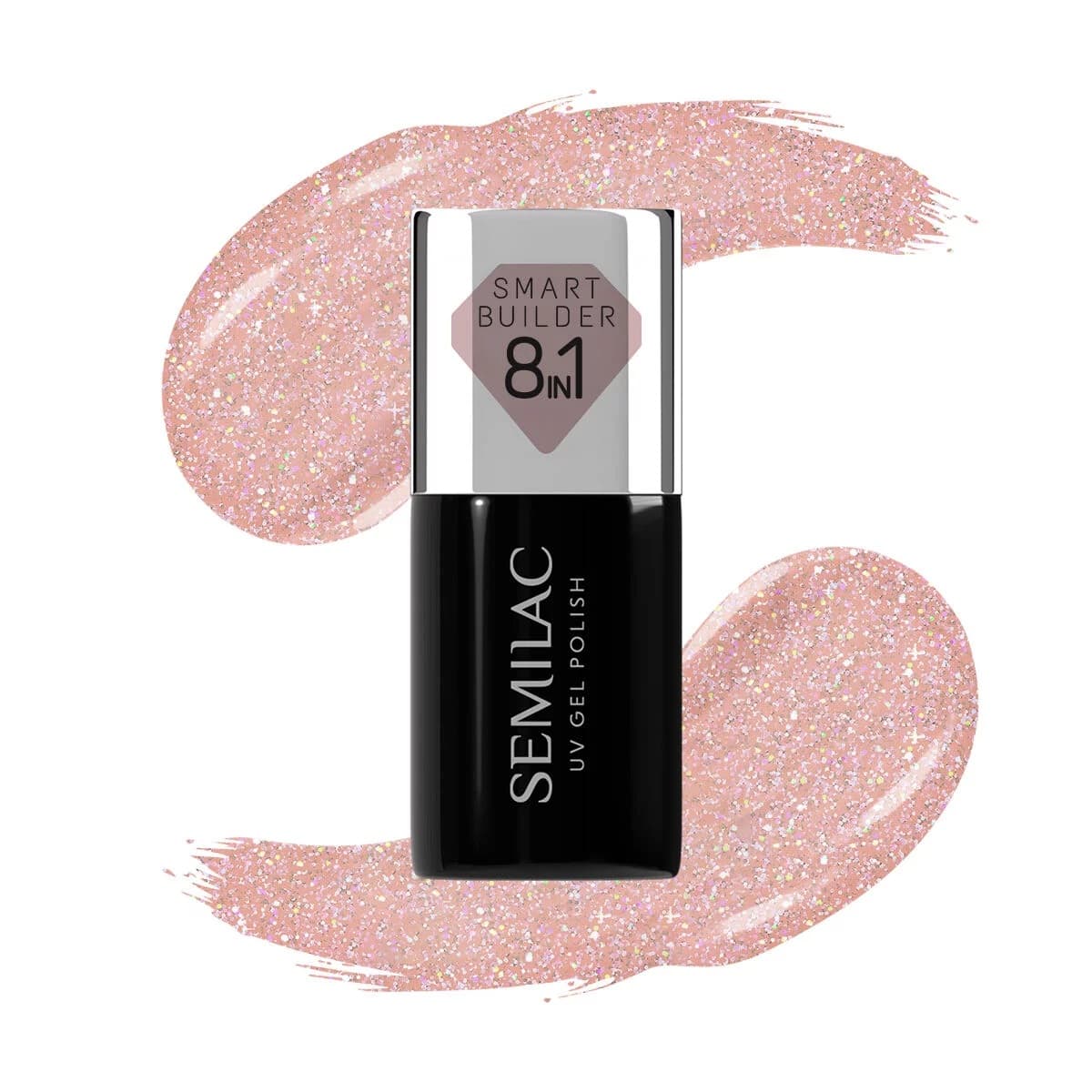 Smart Builder vernis semi permanent _8en1 Semilac - 804 Glitter Soft Beige