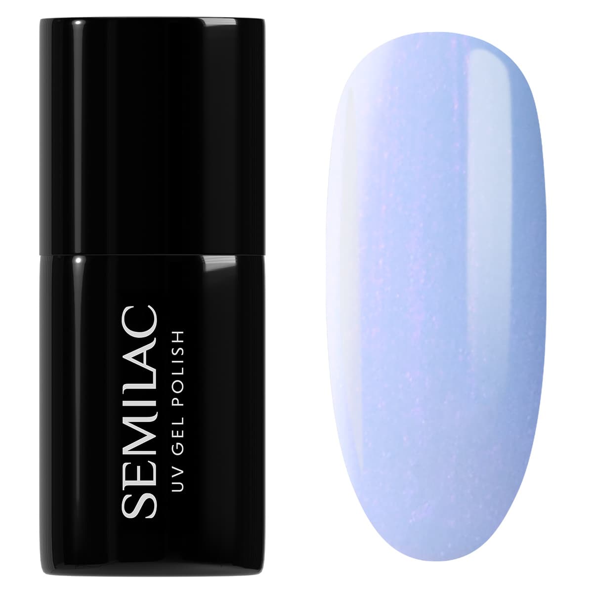 Flacon et Swatch du Vernis Semi-Permanent 952 Frosty Glaze, un bleu Glacé Iridescent
