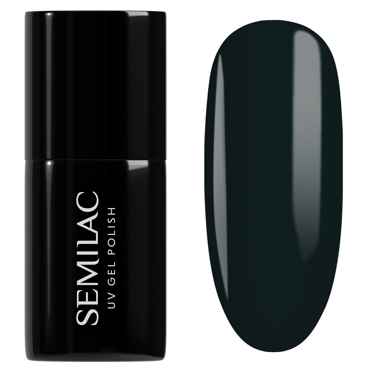 Flacon et Swatch du Vernis Semi-Permanent 952 Frosty Glaze, est une nuance vert profond semi-transparente pour des effets Glass Nails.