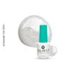 Flacon et swatch du Top Coat GEL.IT.UP STF01 : Fini transparent, micro-paillettes argentées subtiles.