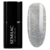 Flacon et swatch du Vernis semi-permanent Semilac 961 Magnetic Flash, un semi-transparent argenté avec des paillettes reflectives.